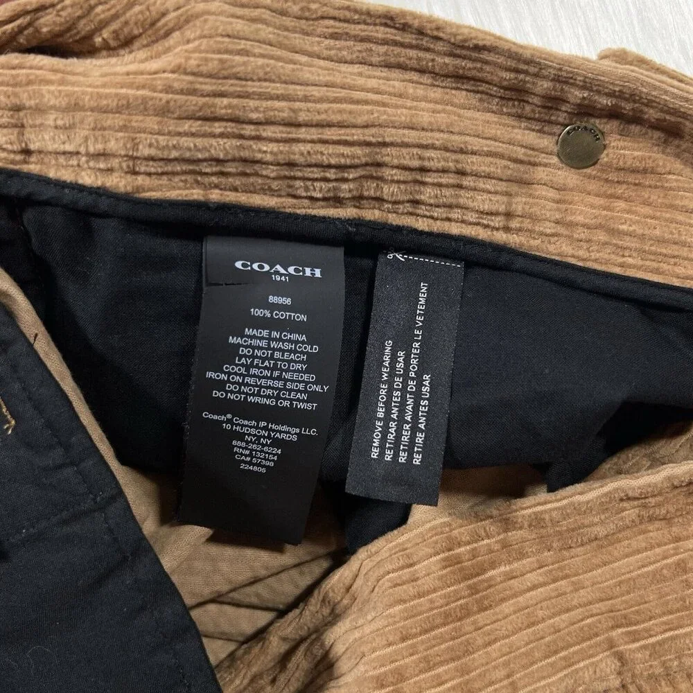 Coach Women's Size 10 Peanut Brown‎ Corduroy Trouser Pants